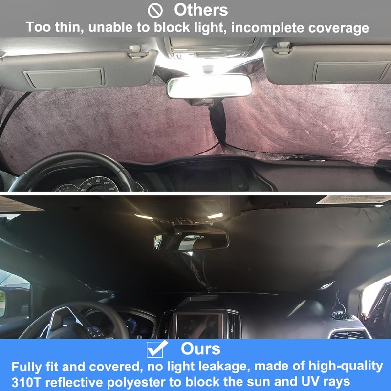 PIMCAR Windshield Sun Shade for 2015-2024 2025 Ford Edge SUV, Premium 310T Reflective Polyester, Foldable Heat Blocker-Beat Summer Heat & Keep Interior Cool - Image 4